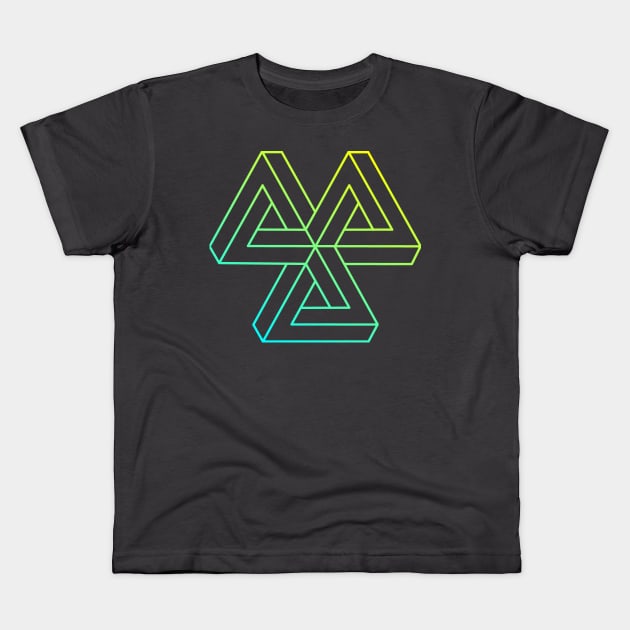 Impossible object (cyan to yellow gradient) Kids T-Shirt by TRIME